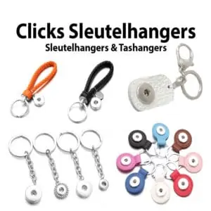 Clicks Sleutelhangers, drukknoop sieraden, clicks buttons hangers, tashangers
