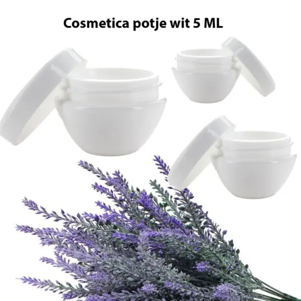 Cosmetica potjes wit 5 ml Crème, zalf, balsem potjes + schroefdeksel