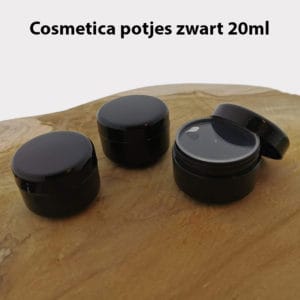 Cosmetica potten zwart 20ml - Crème, zalf, balsem potjes + inlay + deksel