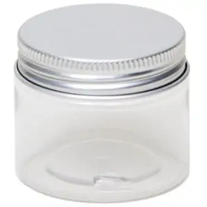 Cosmeticapot transparant, pet pot rond + aluminium schroefdeksel 50 ml