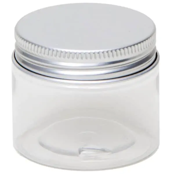 Cosmeticapot transparant, pet pot rond + aluminium schroefdeksel 50 ml