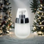 Crème flesje 30ml pomp dispenser matglas dispenser zilver + kap - luxe glazen verpakking frosted - kerst