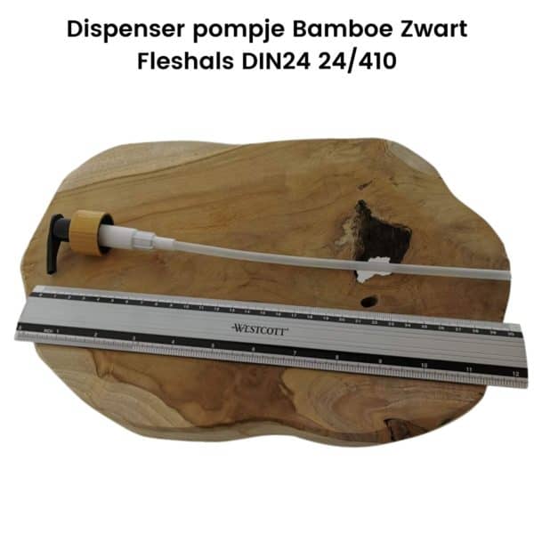 Dispenser pompje bamboe zwart DIN24 24/410 olie lotion zeep doseerpomp