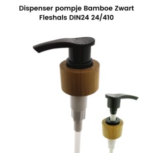 Dispenser pompje bamboe zwart DIN24 24/410 - olie lotion zeep doseerpomp