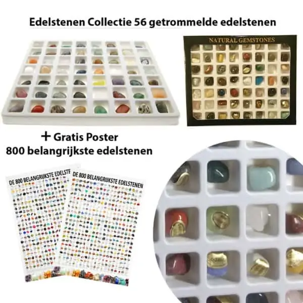 Edelstenen Collectie 55 getrommelde edelstenen giftbox met poster