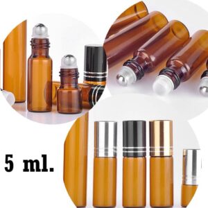 Essentiële olie roller flesjes 5 ml Parfumroller amber glas roll on rollers (5 stuks)