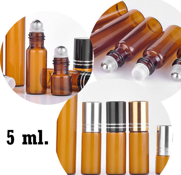 Essentiële olie roller flesjes 5 ml Parfumroller amber glas roll on rollers (5 stuks)