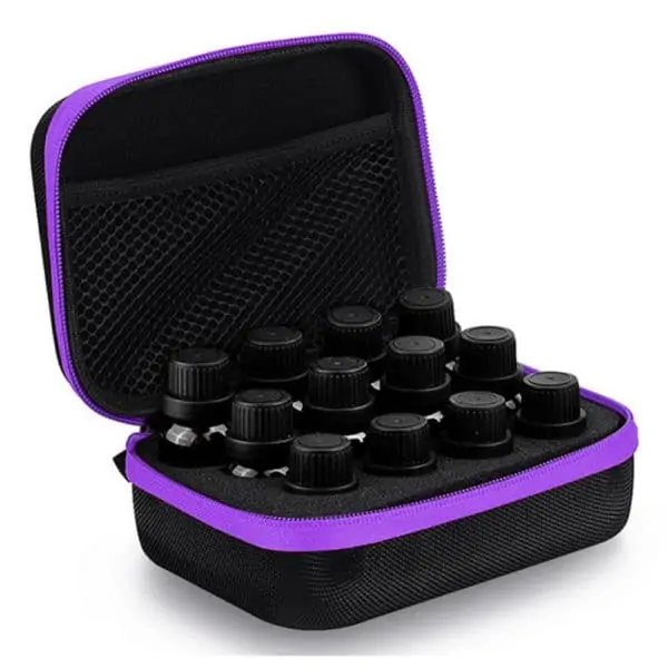 essentiele olie tas 12 flesjes reis etui opbergtas 5ml 10ml 15ml zwart paars