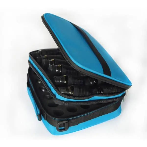 Essentiële olie tas blauw, reistas, draagtas 42 flesjes