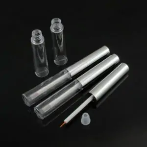 Eyeliner tube 7 ml zilveren dop + penseel kwastje lege cosmetische verpakking