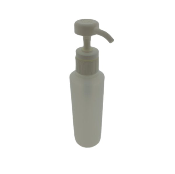 Fles 250ml HDPE mat transparant dispenser pomp wit +- 4cc