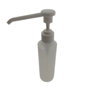 Fles 250ml HDPE mat transparant dispenser pomp wit lange tuit