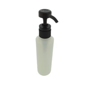 Fles 250ml HDPE mat transparant dispenser pomp zwart +- 4cc