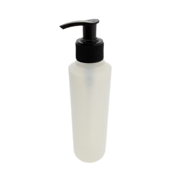 Fles 250ml HDPE mat transparant dispenser pomp zwart
