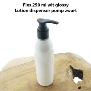 Fles 250ml wit dispenser pomp zwart, hervulbare pompfles olie lotion zeep