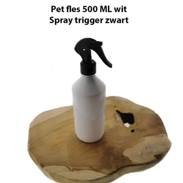 Fles 500ml wit + Spray trigger verstuiver pomp fijn zwart