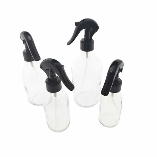 Fles glas helder transparant spraypistool trigger spray verstuiver zwart