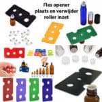 Fles opener, plaats verwijder gereedschap roller inzet, roller bal, druppeldop