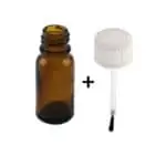 Flesje + kwastje 10ml glazen fles amber bruin glas + penseel dopje