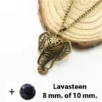 Geurketting olifant bronzen parfumhanger + lavasteen aromatherapie sieraad