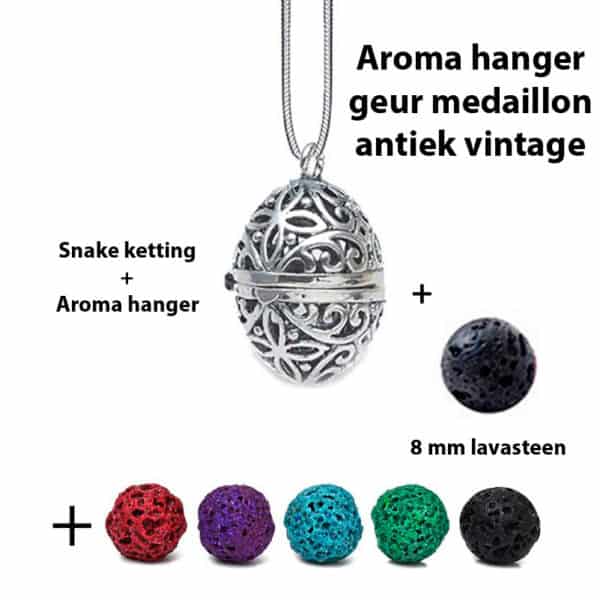 Geurketting parfumhanger antiek vintage gekleurde lavasteen aroma sieraden
