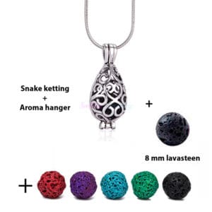 Geurketting parfumhanger druppel hart gekleurde lavasteen aroma sieraden