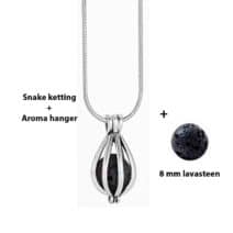 Geurketting parfumhanger druppel lavasteen aromatherapie sieraad
