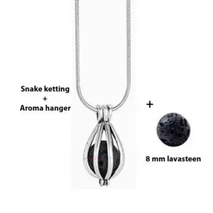 Geurketting parfumhanger druppel lavasteen aromatherapie sieraad