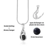 Geurketting parfumhanger druppel twist aromatherapie sieraad
