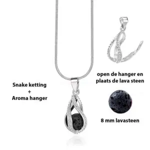 Geurketting parfumhanger druppel twist aromatherapie sieraad