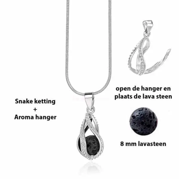 Geurketting parfumhanger druppel twist aromatherapie sieraad