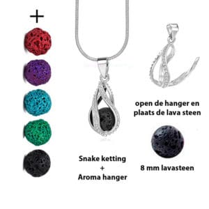 Geurketting parfumhanger druppel twist gekleurde lavasteen aroma sieraden