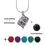 Geurketting parfumhanger vintage dobbelsteen gekleurde lavasteen aroma sieraden