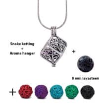 Geurketting parfumhanger vintage dobbelsteen gekleurde lavasteen aroma sieraden
