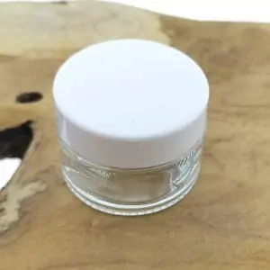 Glazen cosmetica pot 30ml transparant glas schroefdeksel wit