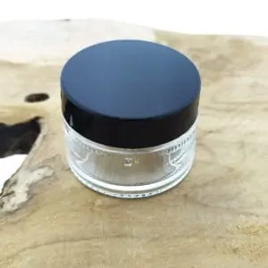 Glazen cosmetica pot 30ml transparant glas schroefdeksel zwart