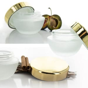 Glazen cosmetica pot 50ml matglas gouden deksel