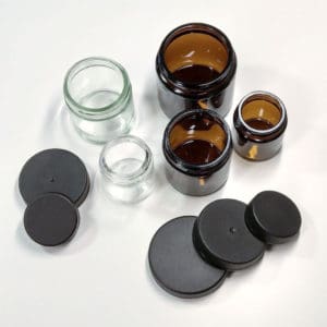 Glazen cosmetica potten, Zalfpot, Crèmepot bruin of helder glas + schroefdeksel