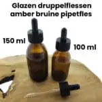 Glazen druppelfles 100ml 150ml amber bruin pipetfles zwarte pipet