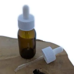 Glazen druppelfles 60ml amber bruin pipetfles witte pipet D28 28/410