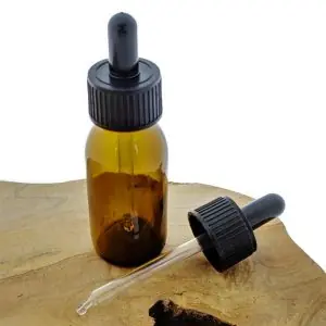 Glazen druppelfles 60ml amber bruin pipetfles zwarte pipet D28 28/410