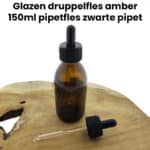 Glazen druppelfles amber bruin 150ml pipetfles zwarte pipet