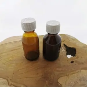 Glazen fles dop kindersluiting amber bruin glas DIN28 28/410 Medicijnfles