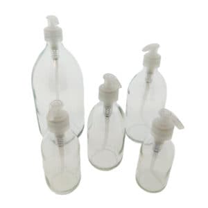 Glazen fles helder transparant glas lotion zeeppomp transparant