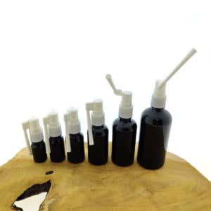 Glazen fles zwart draaibare neusspray keelspray pomp vernevelaar 5ml t/m 100ml