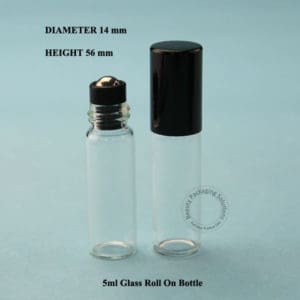 Leeg glazen flesje met metalen roller bal 5ml