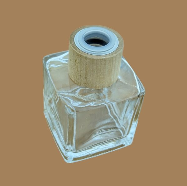 Glazen geurfles 100ml reed diffuser kristal glas vierkant dop bamboe