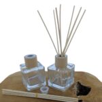 Glazen geurfles 100ml reed diffuser kristal glas + Rotan geurstokjes riet