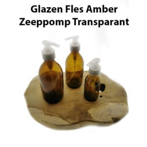 Glazen lotion pomp fles amber bruin glas, zeeppomp leeg 100 t/m 1000ml.
