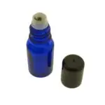 Glazen roller flessen blauw glas fles + roller inzet + dop din18 - 18mm rvs roller bal